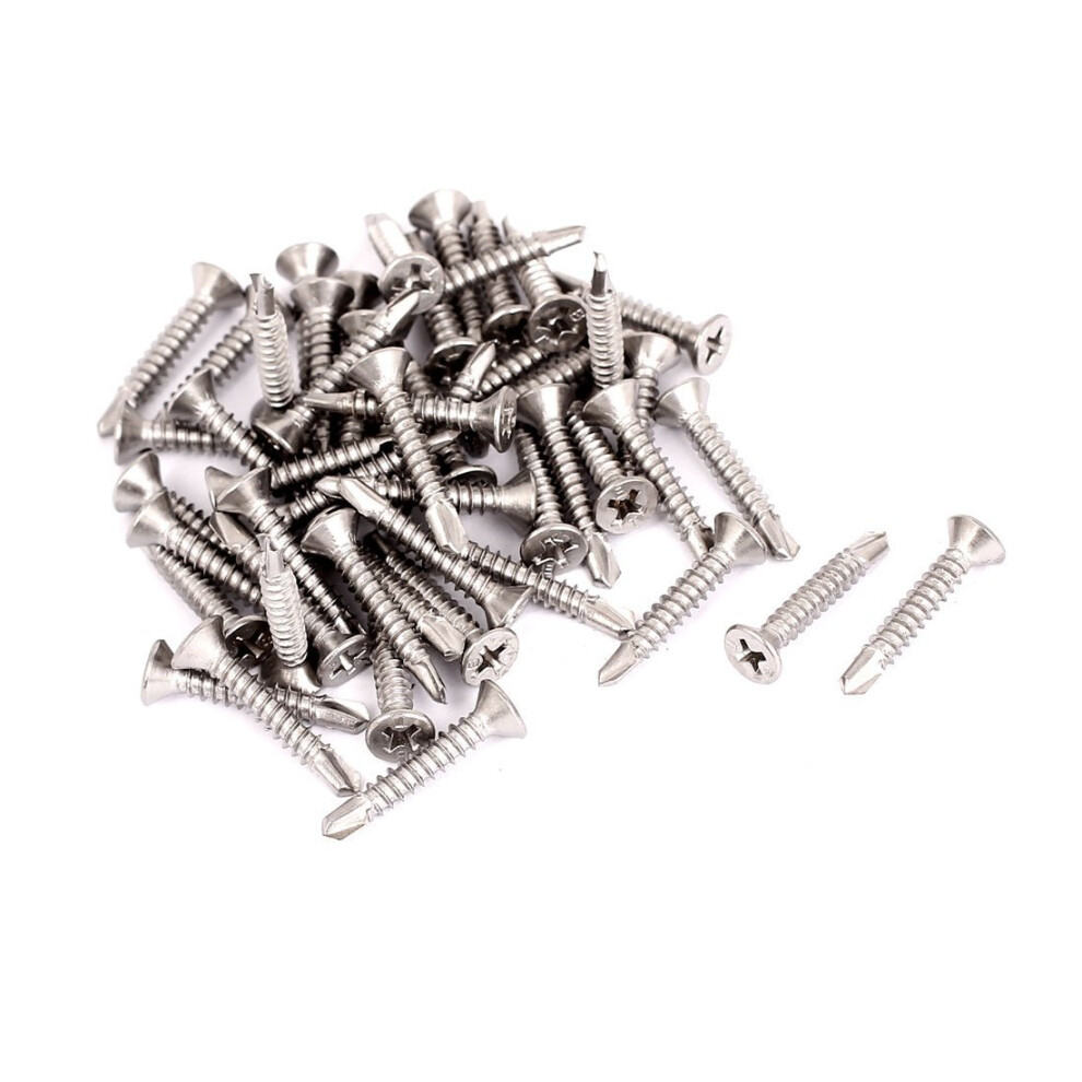 M4.2 X 25Mm Phillips Flat Head Countersunk Self Drilling Screws 50Pcs 9188143082594