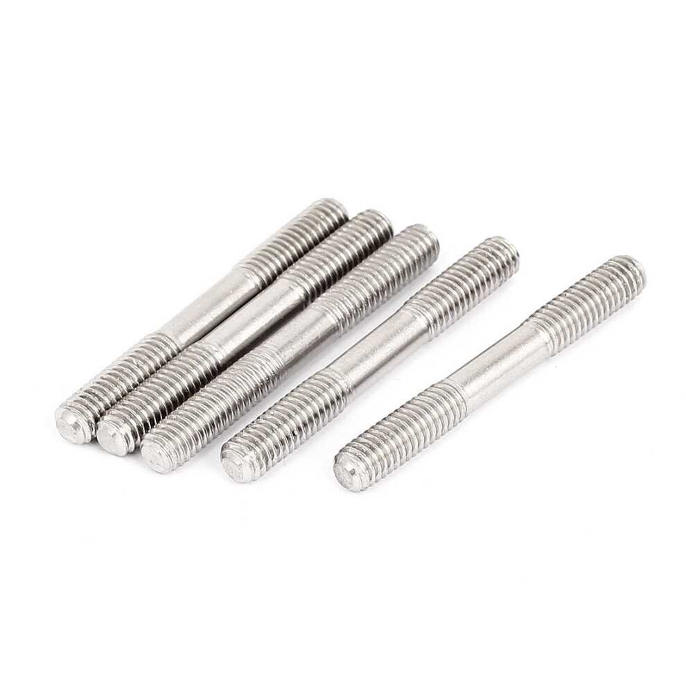M6x50mm 304 Stainless Steel Double End Threaded Stud Screw Bolt 5Pcs 9316959103008
