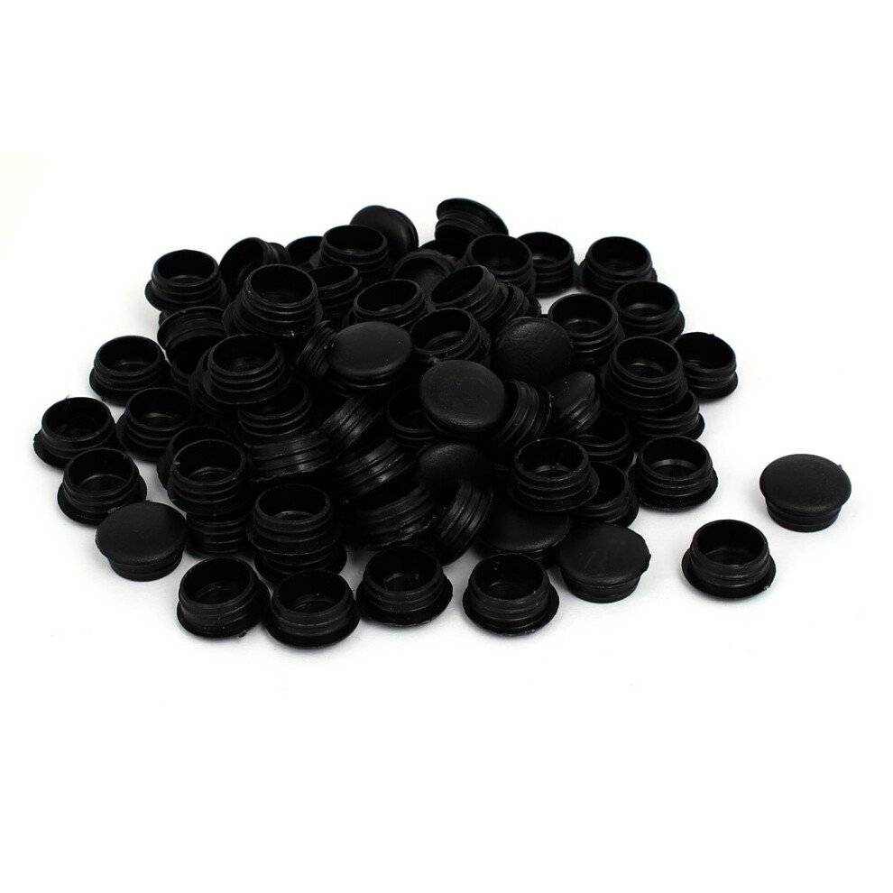 15mm Dia Plastic Thread Design Screw Cap Covers Hole Lids Black 100pcs