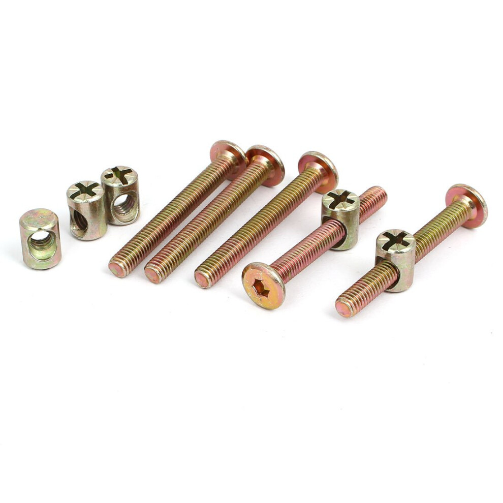 M6x50mm Hex Socket Drive Head Furniture Connecting Bolts W Barrel Nuts 5 Sets 9188143586511