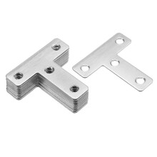 Flat T Shape Repair Mending Plate, 50mmx50mm, Stainless Steel Joining Bracket Support Brace, Pack of 12
