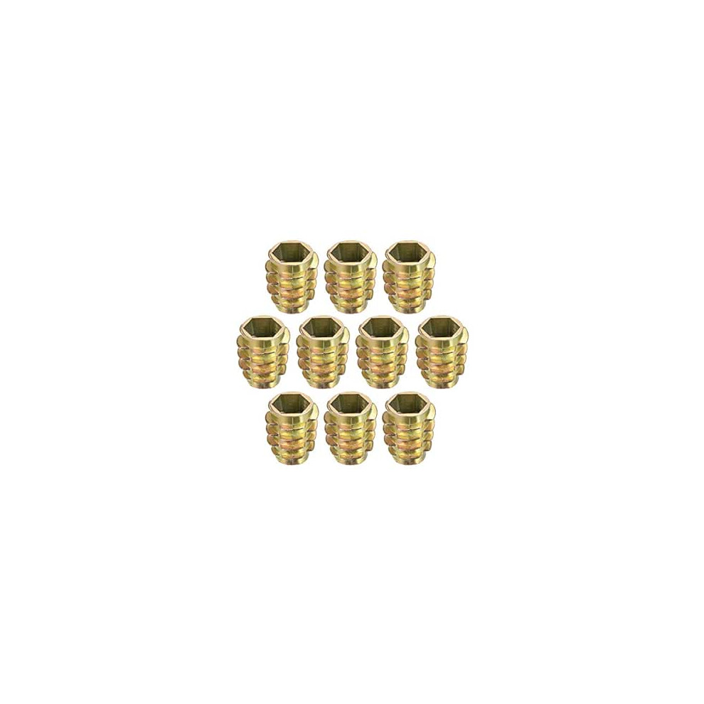 Furniture Threaded Insert Nuts Zinc Alloy Hex-Flush M10 Internal Threads 20Mm Length 10Pcs 9316959124164