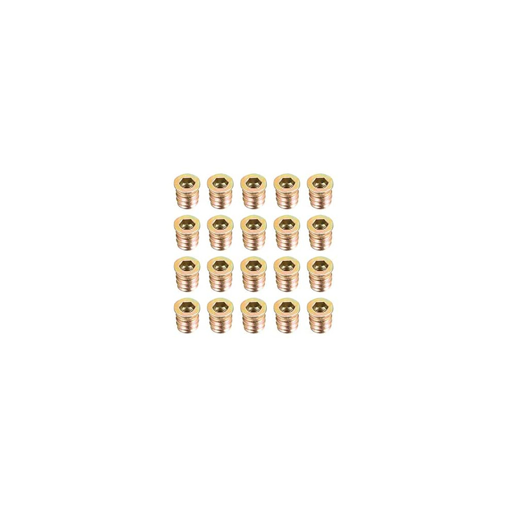 Wood Furniture M6x13mm Threaded Insert Nuts Interface Hex Socket Drive 20Pcs 9316959164573