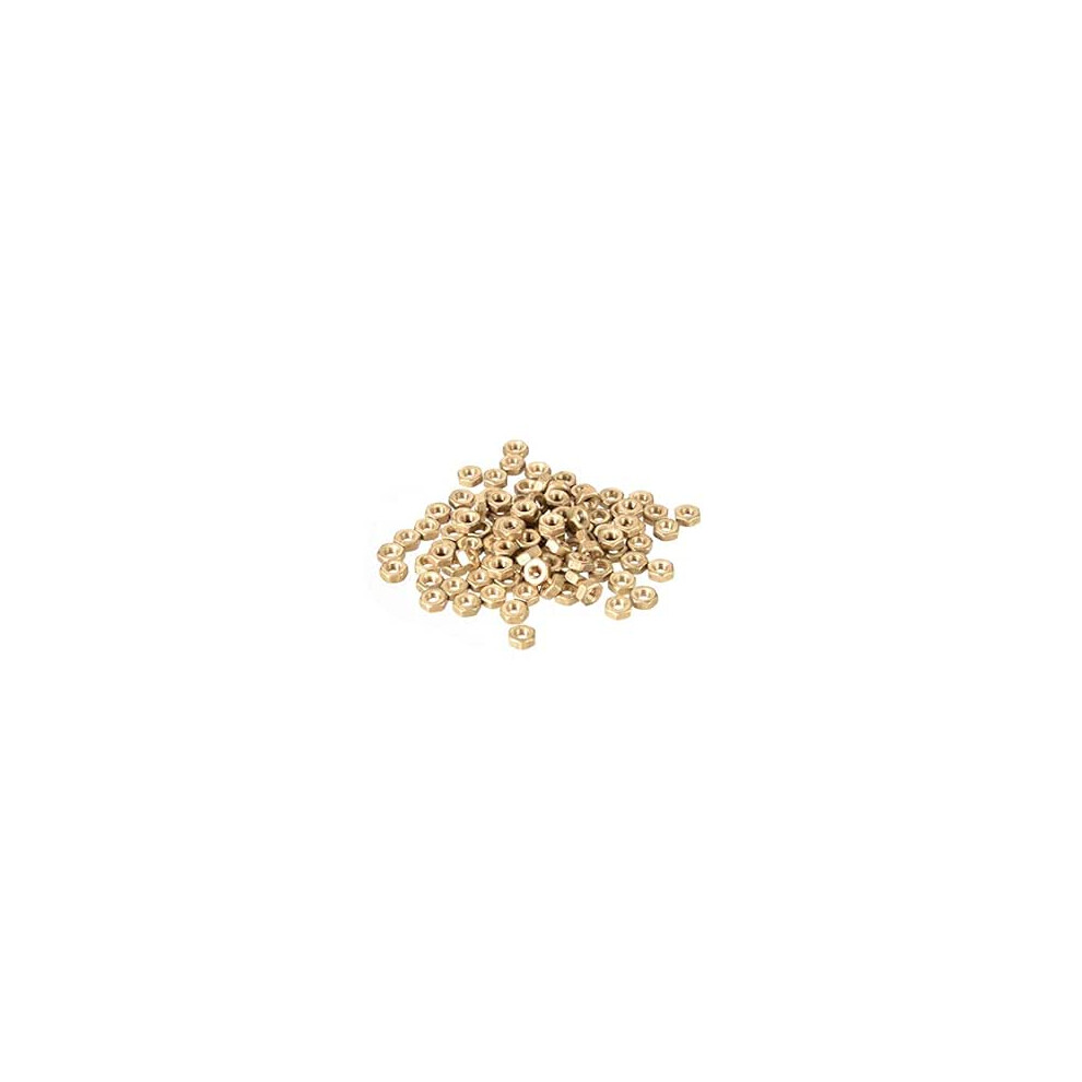 Hex Nuts, M3x0.5mm Metric Coarse Thread Hexagon Nut, Brass, Pack Of 100 9316959424165