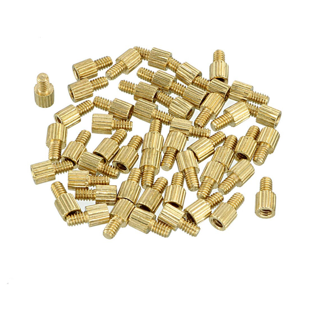 50Pcs M2 3+3Mm Male Thread Brass Round Standoff Spacer Screw Pcb Pillar 9316959483032