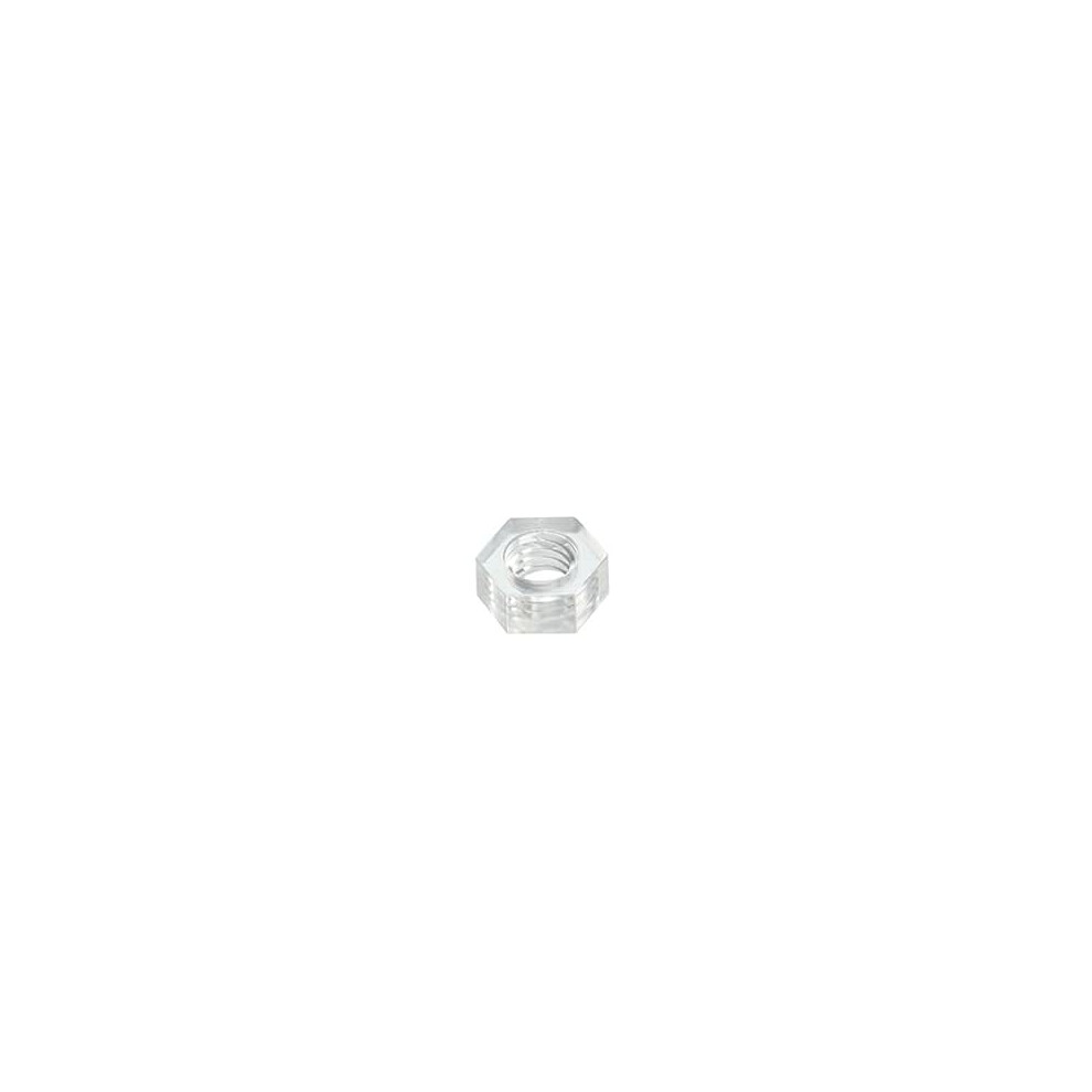 Nylon Hex Nut, M4x0.7mm Metric Coarse Thread Hexagon Nuts, 50 Pcs (Clear) 9188143005562