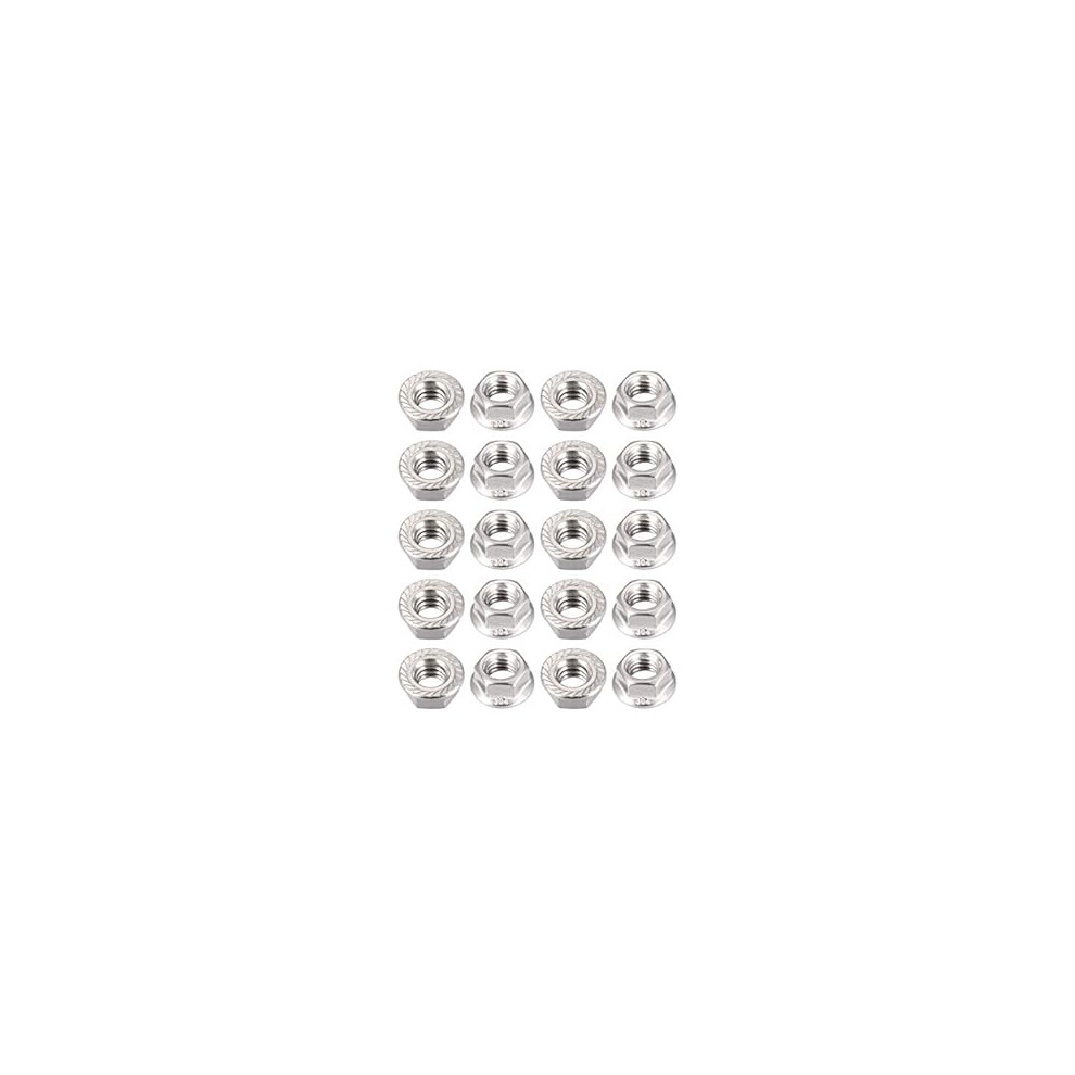 3/8-16 Serrated Flange Hex Lock Nuts, 304 Stainless Steel, 20 Pcs 9188143172714