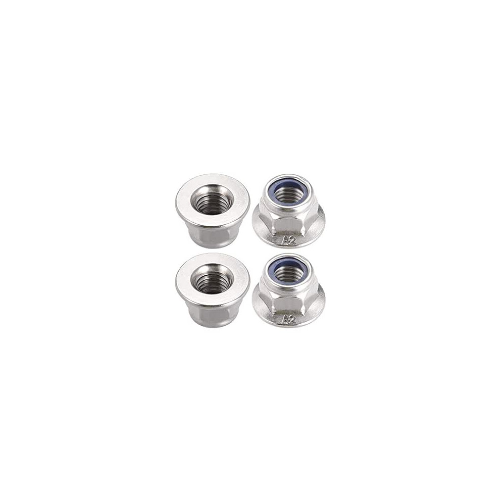 M10x1.5mm Hex Flange Nylon Insert Lock Nuts, Stainless Steel 304, 4 Pcs 9188143187114