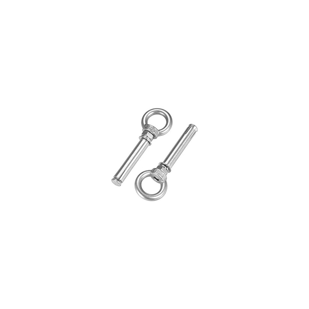 Dealmux M8 X 80 Expansion Eyebolt With Ring - 304 Stainless Steel Concrete Anchor Bolts (2 Pcs) For Lifting & Hanging
