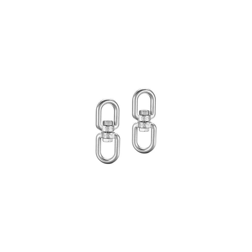 M10 Swivel Eye Double Ended Round Rotating Hoist Ring, 25/64 In Stainless Shackle Connector Bolts Eye To Eye 2 Pcs 9316959632164