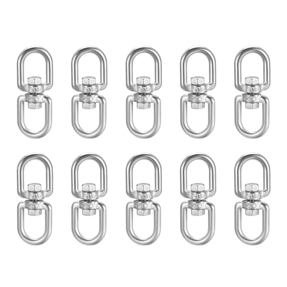 M6 Swivel Eye Double Ended Round Rotating Hoist Ring, 15/64 In Stainless Shackle Connector Bolts Eye To Eye 10 Pcs 9188143002615
