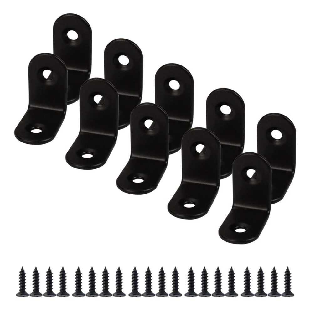 15Pcs Angle Bracket Stainless Steel 25X25mm Black Corner Brace Fastener L Shaped Right Angle Brackets Corner Protector With Screws For Furniture 9316959181181