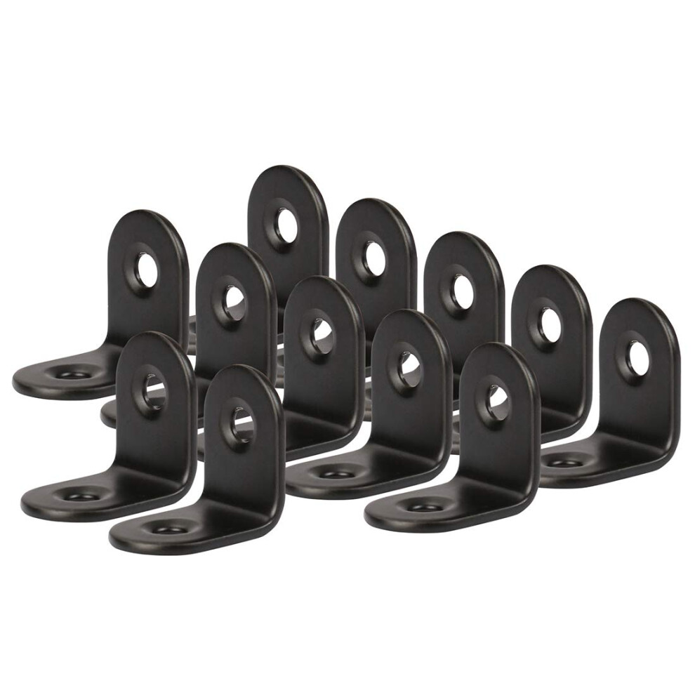 12Pcs Angle Bracket Stainless Steel Black Corner Brace Fastener L Shaped Right Angle Brackets Corner Protector Shelf Support With Screws For Furniture 9316959232838
