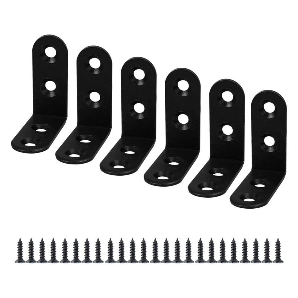6Pcs Angle Bracket Metal 40X40mm Black Corner Brace Fastener L Shaped Right Angle Brackets Corner Protector Shelf Support With Screws For Furniture 9316959255646