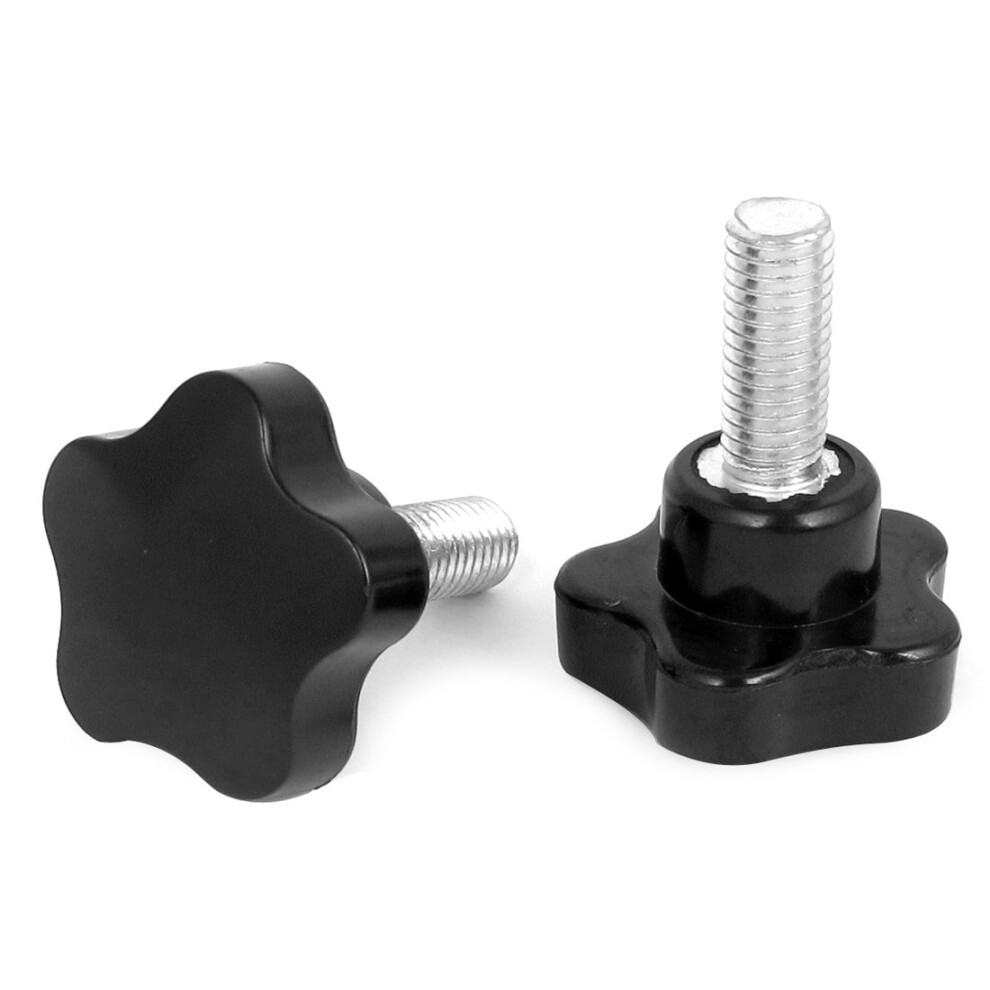 M10 Male Thread 25Mm Star Head Screw On Clamping Knob Grip Black 2Pcs 9316959248440
