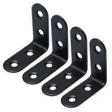4pcs Angle Bracket Stainless Steel 50 x 50mm Black Corner Fastener L Shaped Right Angle Brackets Corner Protector Shelf Support for DIY Shelves Cabine