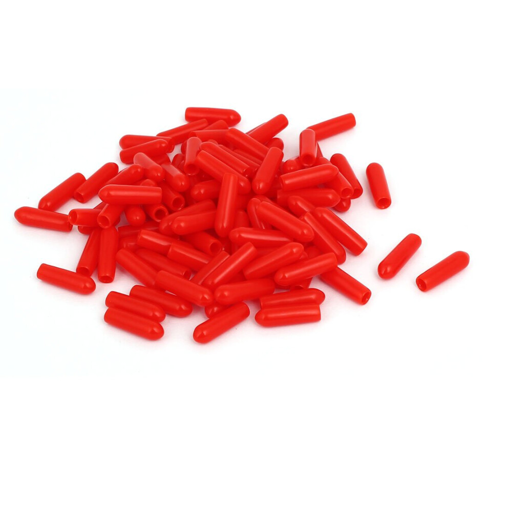 3Mm Inner Dia Rubber Hose End Cap Screw Thread Protector Cover Red 100Pcs 9316959212076