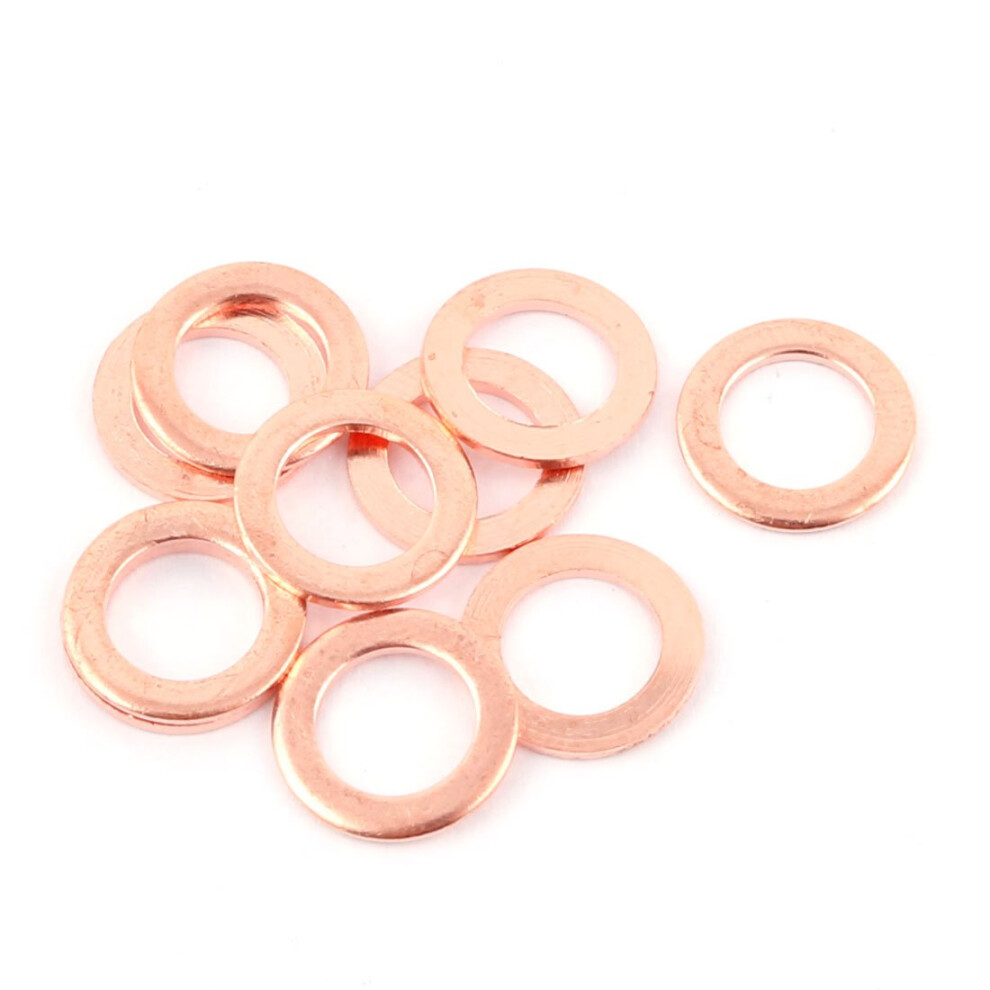 10Pcs 8Mm X 13Mm X 1Mm Flat Ring Copper Crush Washer Sealing Gasket Fastener 9188143312196