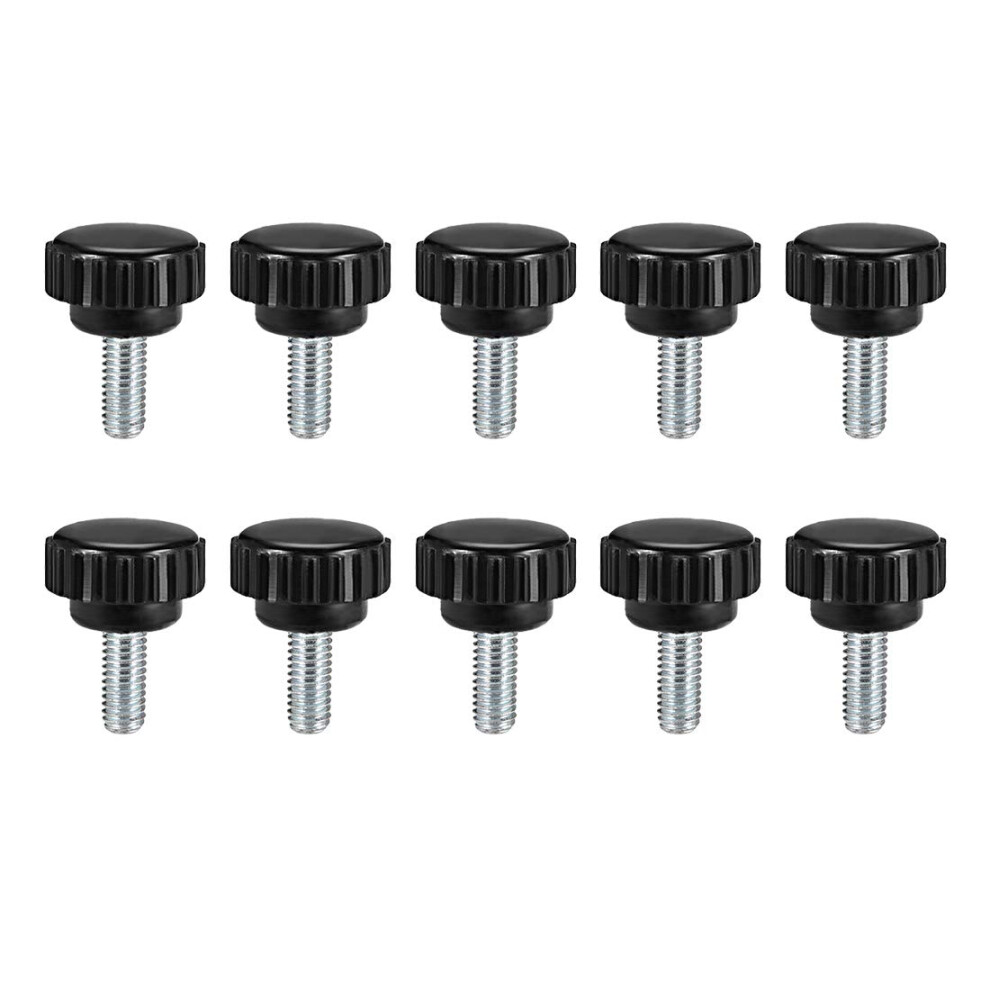 M6 x 10mm Metric Male Thread Knurled Clamping Knobs Grip Thumb Screw on Type Hand Clamping Handle Bolt with Plastic Knobs Black 10 Pcs-image-OPC-PDW5FHY-NEW
