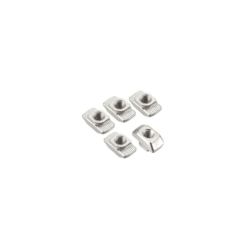 Sliding T Slot Nuts, M6 Half Round Roll In T-Nut For 4545 Series Aluminum Extrusion Profile, Carbon Steel Nickel-Plated, Pack Of 10 9188143529372