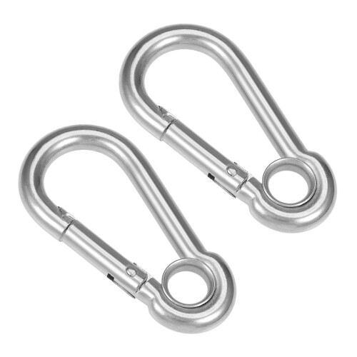 Carabiner Snap Hook, 3.16"/80.3mm 304 Stainless Steel Carabiner Spring Snap Link Hook Clip Keychain 2Pcs