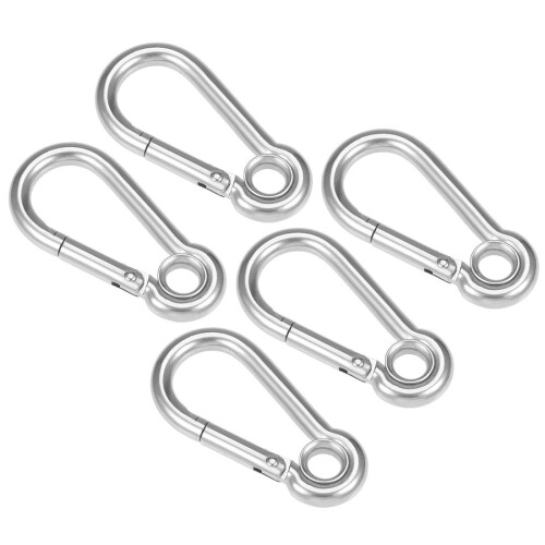 Carabiner Snap Hook, 1.97"/50.2mm 304 Stainless Steel Carabiner Spring Snap Link Hook Clip Keychain 5Pcs