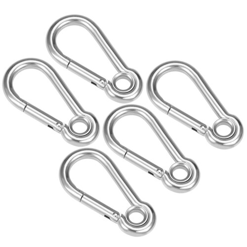 Carabiner Snap Hook, 2.34"/59.5mm 304 Stainless Steel Carabiner Spring Snap Link Hook Clip Keychain 5Pcs