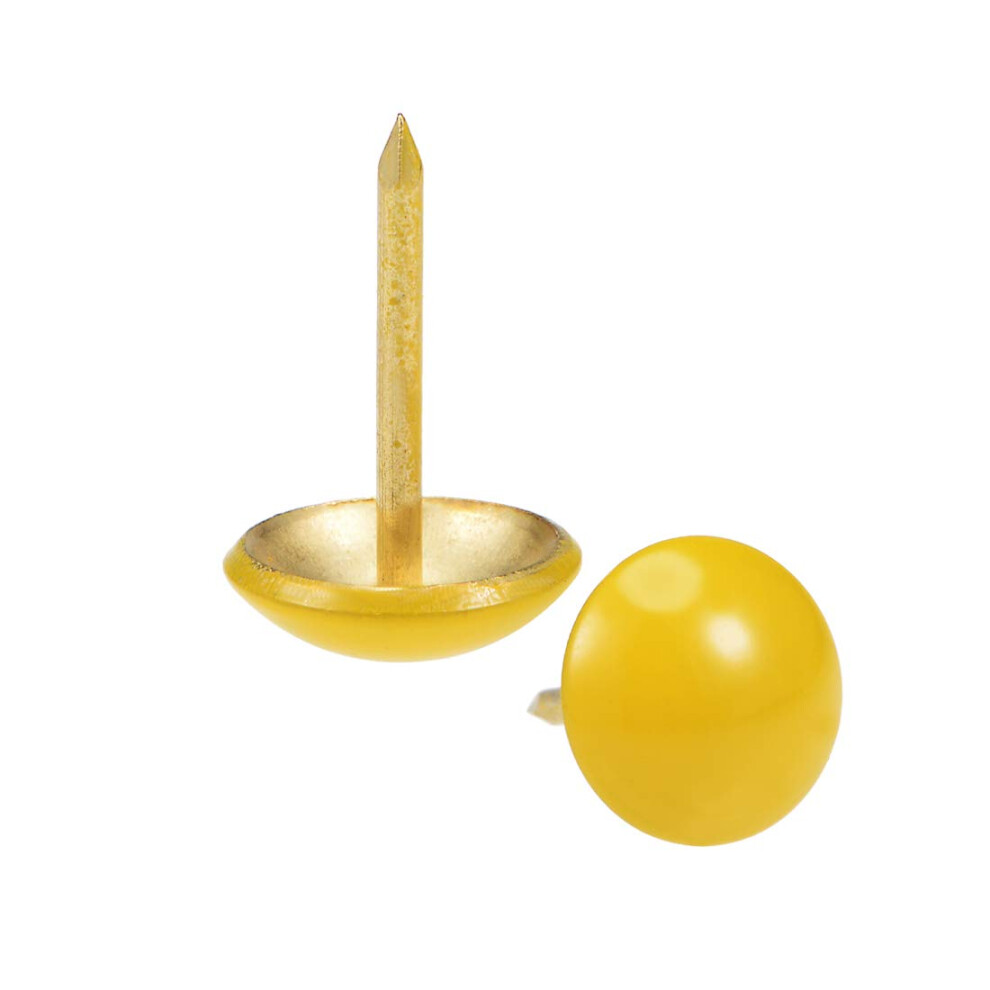 Upholstery Nails Tacks 11Mm Dia Yellow Round Head 17Mm Length Thumb Push Pins For Furniture Sofa Headboards, 50 Pcs 9316959123334