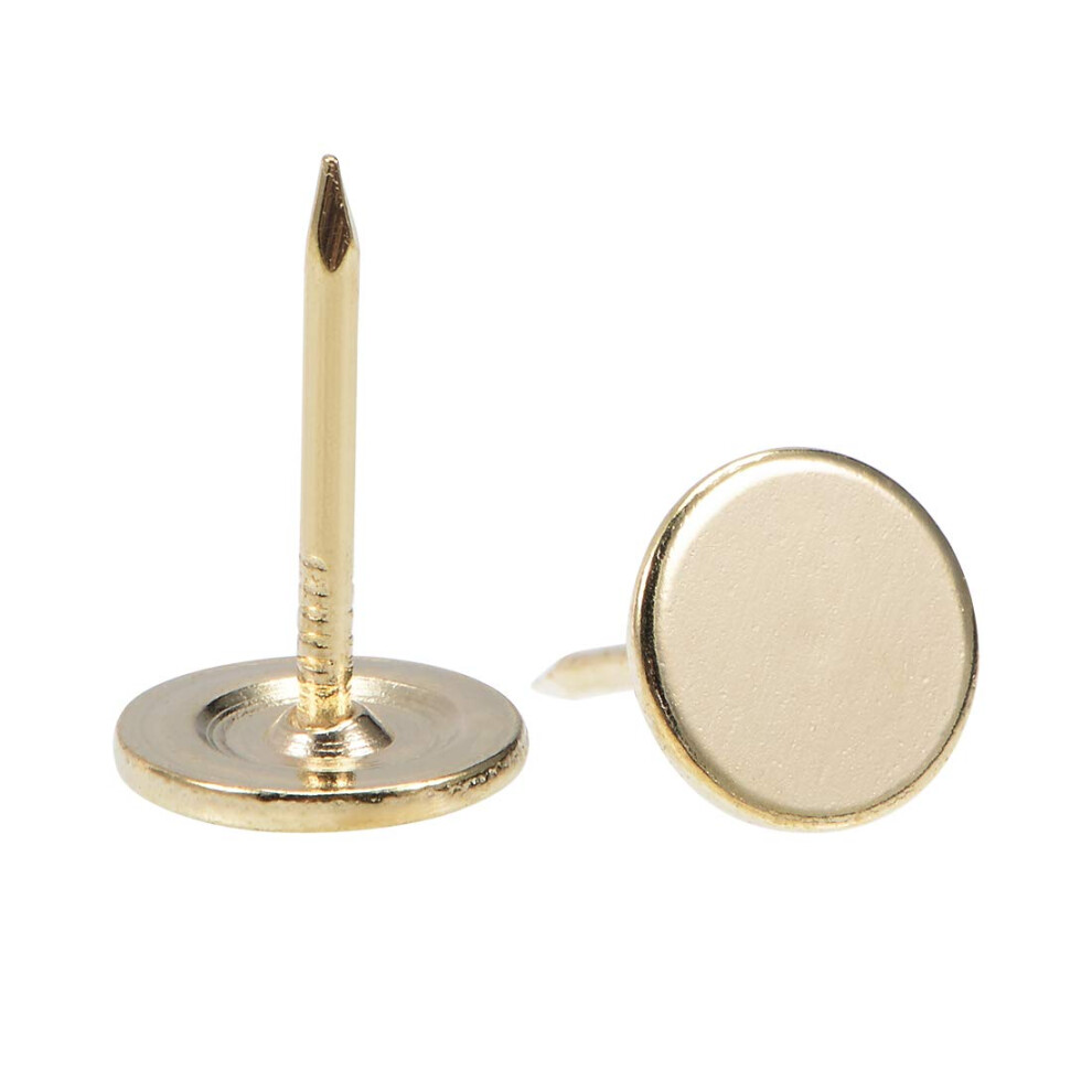 Upholstery Nails Tacks 11Mmx17mm Flat Head Furniture Nails Gold Tone For Furniture Sofa Headboards, 100 Pcs 9316959255745