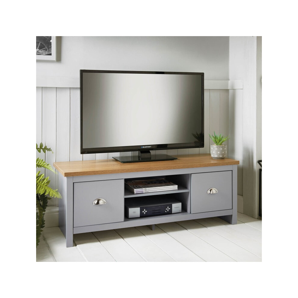 Millbrook TV Unit oak finish tops and attractive metal cabinet handles