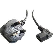 Right Angled IEC C13 Kettle Cable With UK 3 Pin Power Plug For PC TV Monitor Length: 2M