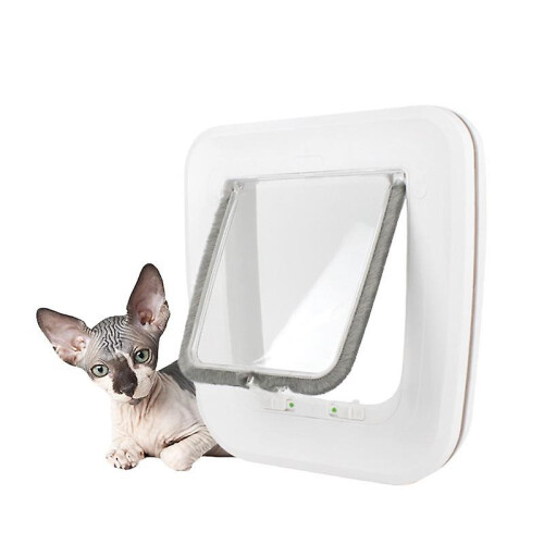 , Microchip Activated Cat Flap, Exclusive Entry, Easy Install, 4 Way Manual Locking, Energy Efficient, Draught Excluder, Convenient - White