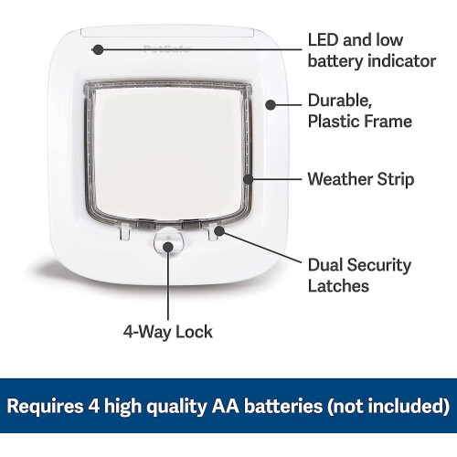 , Microchip Activated Cat Flap, Exclusive Entry, Easy Install, 4 Way Manual Locking, Energy Efficient, Draught Excluder, Convenient - White 2