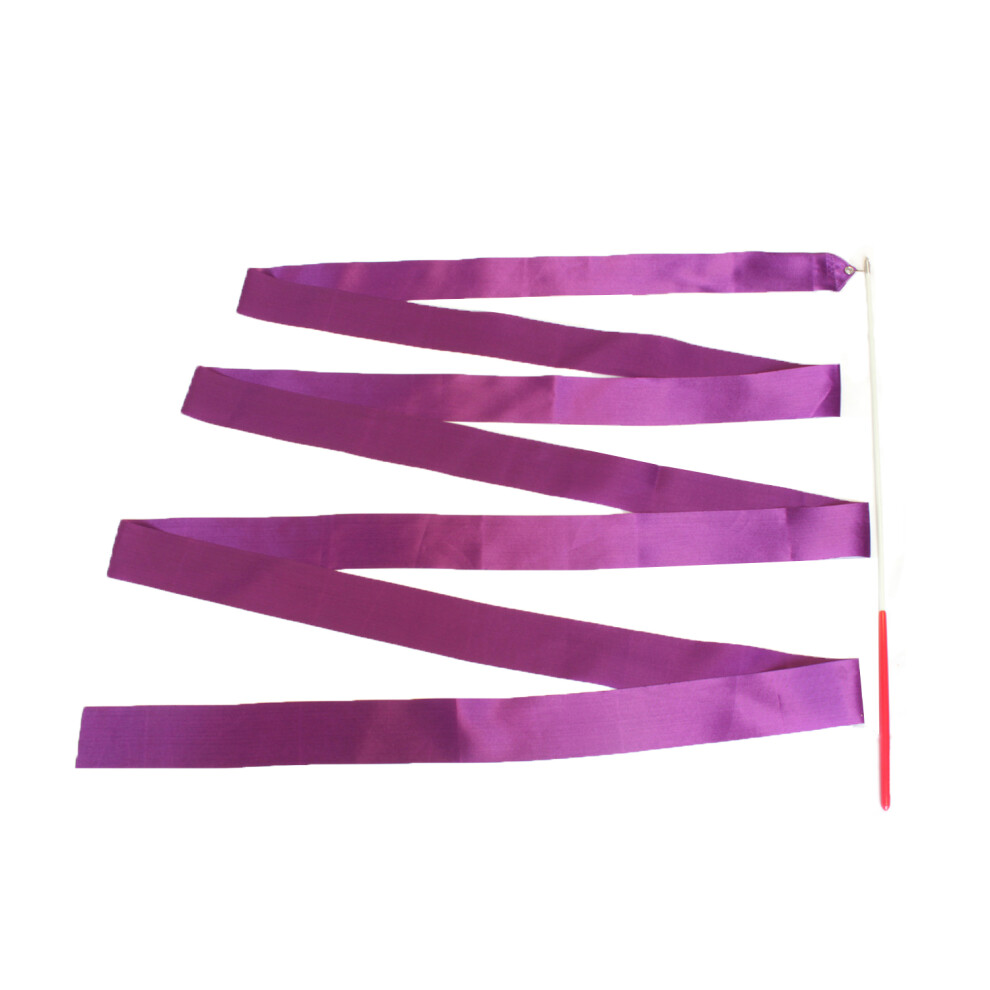 (Purple, 5Pcs) Gymnastic Ribbon for Children Kids Dancing Streamers Dancer Wand Rhythmic Baton Twirling Wands on Sticks for Kids Artistic Dancing Training