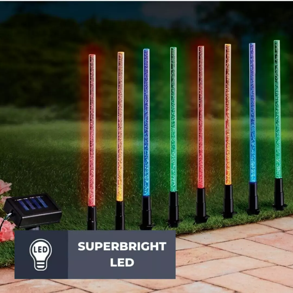 16 Large Solar Powered Stake Lights with Bubble Effect LED