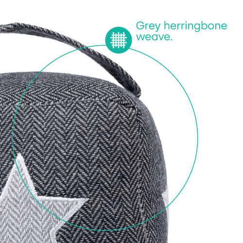 LIVIVO Fabric Cube Door Stopper with Handle - Grey Star, Sand-Filled DS0559 2
