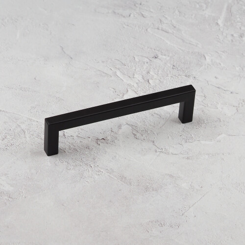 (128mm Handle) Matt Black Cabinet Handles Square Design