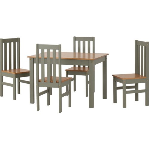 Seconique Ludlow Dining Set with 4 Green Chairs Oak effect Table