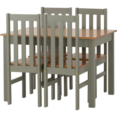 Seconique Ludlow Dining Set with 4 Green Chairs Oak effect Table 1