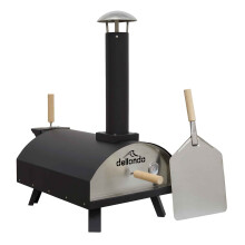 Portable Wood-Fired 14" Pizza Oven and Smoking Oven, Black/Stainless Steel - DG10