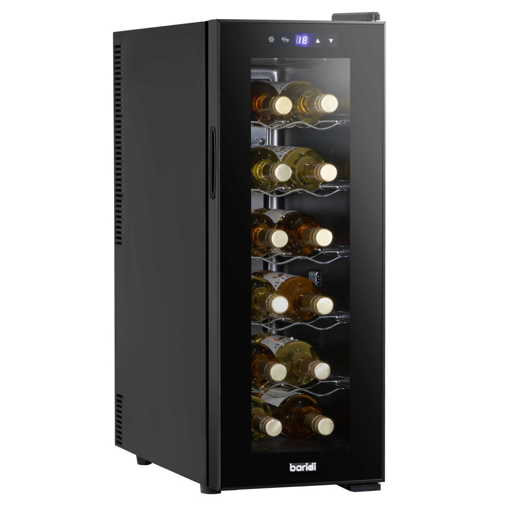 Dellonda Baridi 12 Bottle Wine Cooler With Digital Touch Screen Controls & Led Light, Black - Dh73