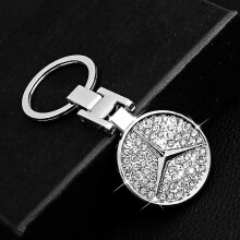 Mercedes-Benz 3D Crystal Double-Sided Logo Keychain - Zinc Alloy, Inlay Crystal, Premium Car Key Accessory