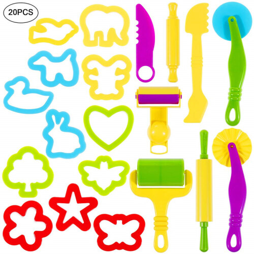 20pcs Dough Plasticine Tools Modeling Supplies Cookie Cutters Kitchen Toys