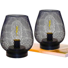 Set of 2 Metal Cage LED Lanterns Battery Powered Cordless Accent Lights with LED Ideal for Wedding Party Patio Events