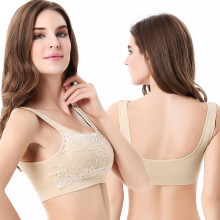 (6 Color, M) Women Lace Genie Bra Wireless Sports Underwear Breathable Sexy Shockproof Bralettes Fitness Yoga