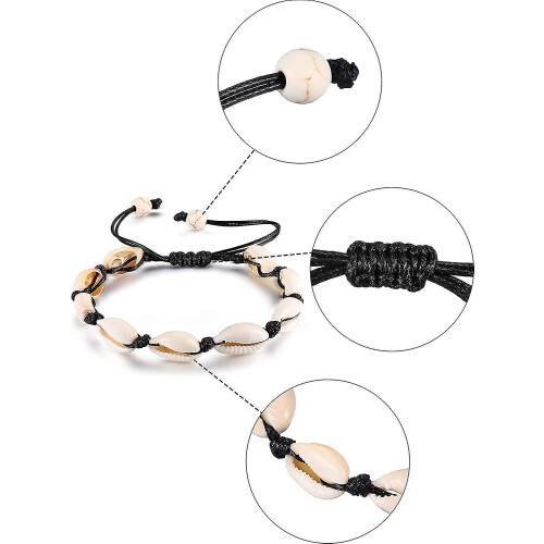 2 Pcs Natural Shell Anklet Shell Crochet Ankle Bracelet Handmade Boho Shell Bead Anklet 2