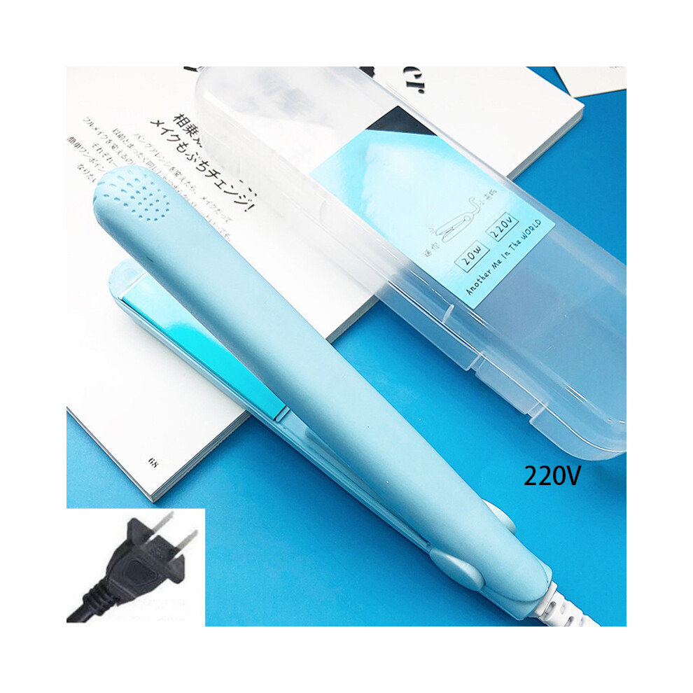 (Blue) Clip Straight 2in1 Fashionable Mini Portable Student Curling Stick 5color 220v