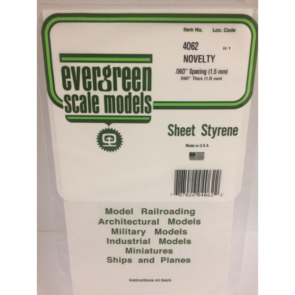 Evergreen 4062 - 0.060" Polystyrene Novelty Siding Sheet 6" x 12