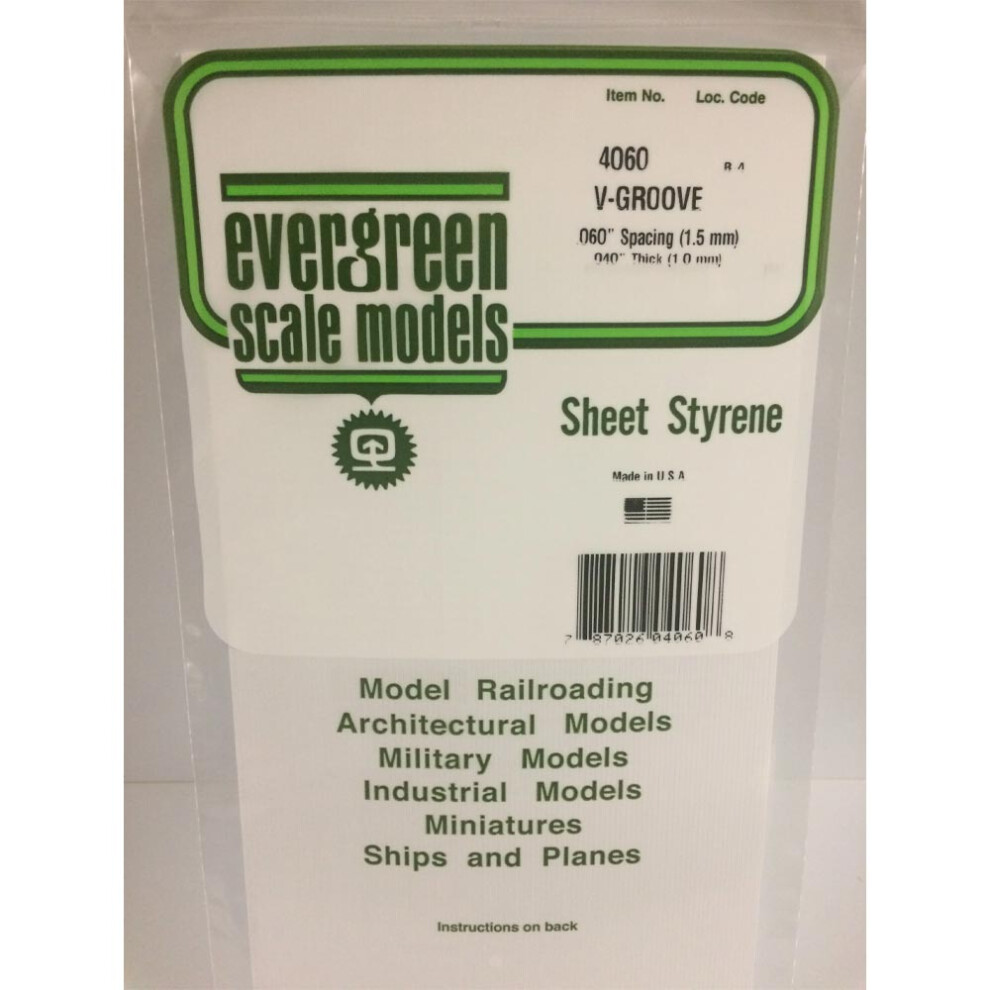 Evergreen 4060 - 0.060" Polystyrene V Groove Siding Sheet 6" x 12"