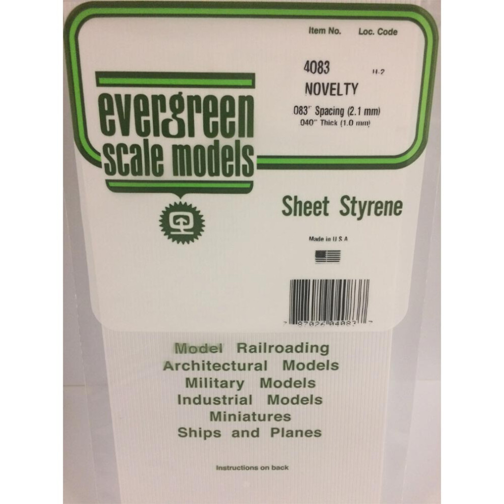Evergreen 4083 - 0.083" Polystyrene Novelty Siding Sheet 6" x 12